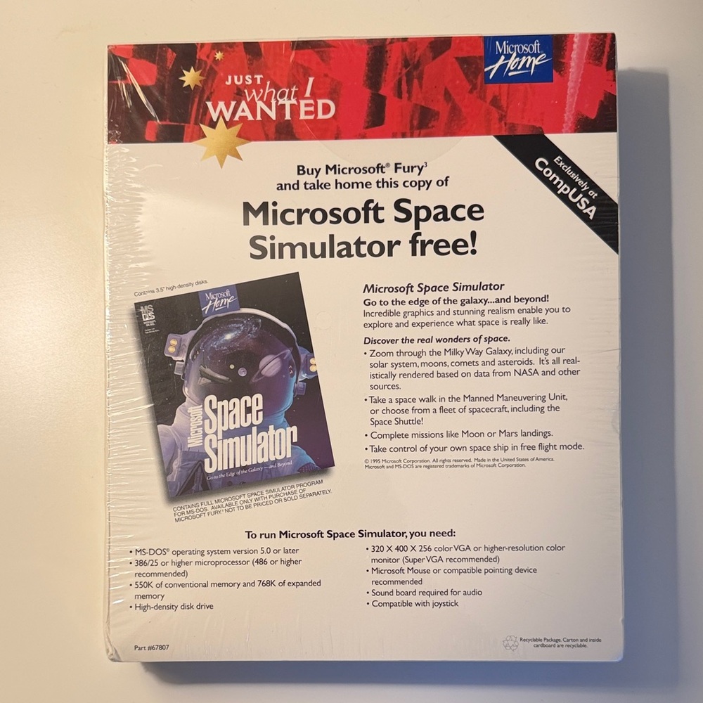 Microsoft Space Simulator, Brand New, Unopened in Original Packaging